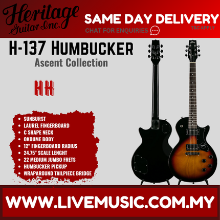 Heritage Ascent Collection H-137 Humbucker Electric Guitar-Sunburst (H137Humbucker H 137 Humbucker)