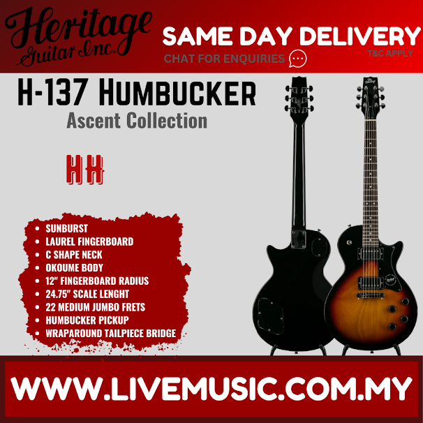 Heritage Ascent Collection H-137 Humbucker Electric Guitar-Sunburst (H137Humbucker H 137 Humbucker)
