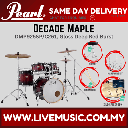 Pearl Decade Maple DMP925SP/C 5-Piece Drum Set with Zildjian ZP4PK Cymbals Set and Hardware