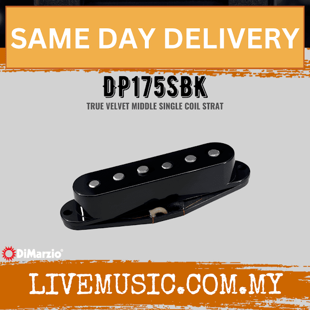 DiMarzio DP175SBK True Velvet Middle Single Coat Strat - Black (DP175-SBK/DP175 SBK)