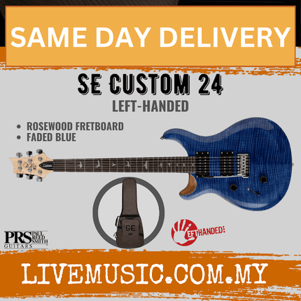 PRS SE Custom 24 Left-handed Electric Guitar, Faded Blue
