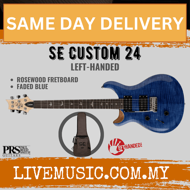 PRS SE Custom 24 Left-handed Electric Guitar, Faded Blue