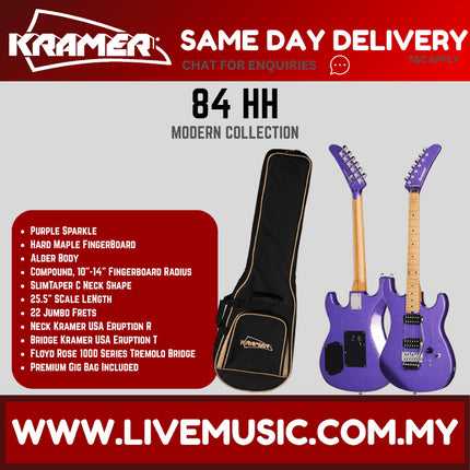 Kramer The 84 HH Electric Guitar with Premium Bag - Purple Sparkle