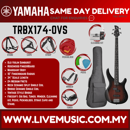 Yamaha TRBX174 4-string Electric Bass Guitar Package -  ( TRBX 174 / TRBX-174 )