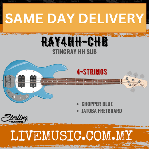 Sterling Ray4HH Stingray 4-String Electric Bass Guitar Jatoba Fretboard - Chopper Blue (Ray4 HH/Ray4)