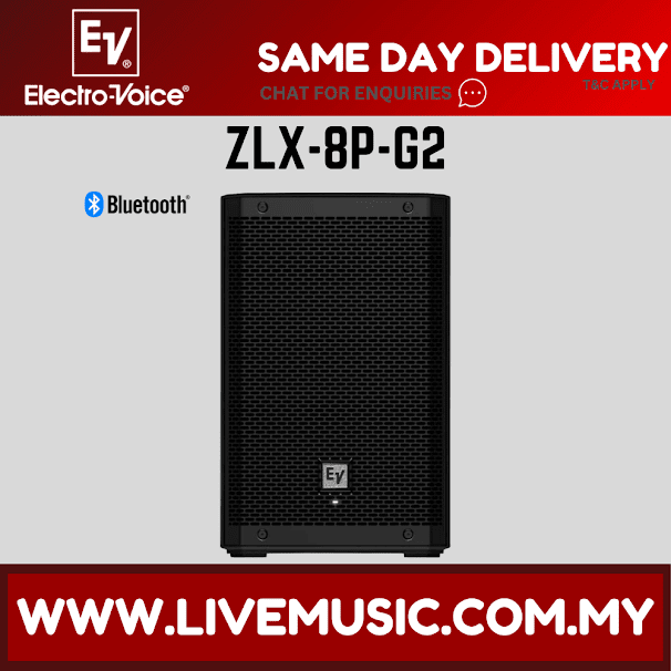 Black EV ZLX-8P G2 speaker back panel with EV logo and mounting feet