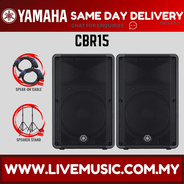 Yamaha CBR15 15-Inch 2-Way Passive Loudspeaker With Speaker Stand And Cable - Each / Pair ( CBR-15 / CBR 15 )