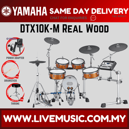 Yamaha DTX10K-M Electronic Drum Set With Amplifier And Drum Throne - Real Wood ( DTX10 / DTX10K / DTX10KM )