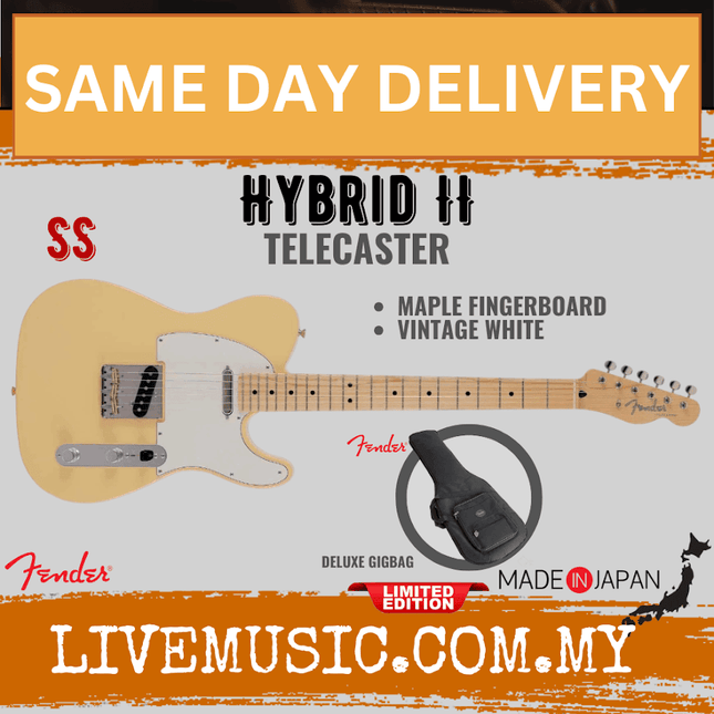 Fender Japan Hybrid II Telecaster Electric Guitar, Maple Fretboard - Vintage White