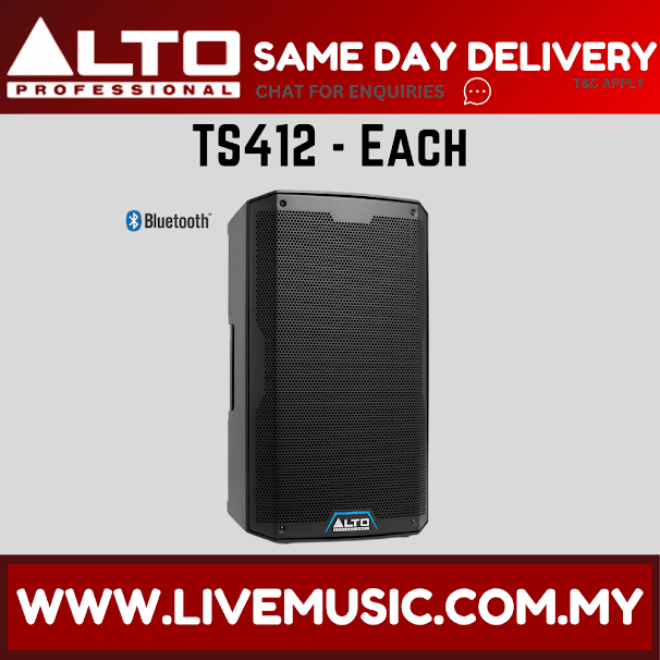 Alto TS412 2500W 12" Powered Speaker w/UG-88HH Wireless Mic, Speaker Stand and Cable - Each / Pair ( TS-412 / TS 412 )