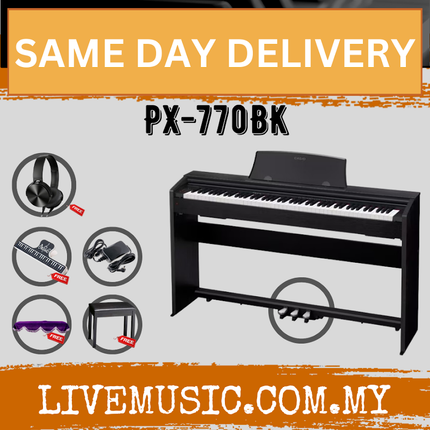 CASIO PX-770 88 Key Digital Piano with Bench, Headphone - Black (PX 770/PX770)
