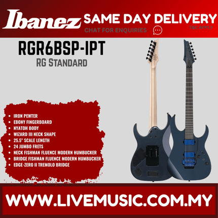 Ibanez RGR6BSP-IPT RG Series Electric Guitar, Iron Pewter (RGR6BSPIPT/RGR6BSP IPT)
