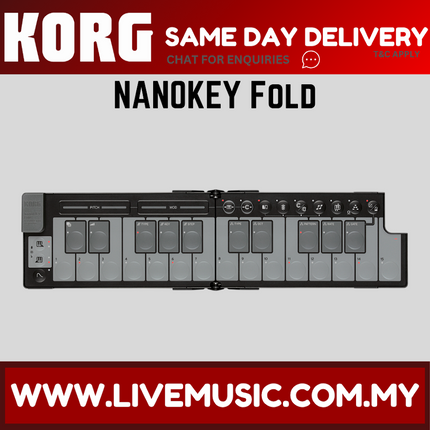 Korg nanoKEY Fold Ultra-Portable Foldable MIDI Keyboard Controller - Black ( NANOKEYFOLD )