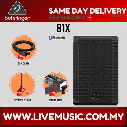 Behringer B1X 250W All-in-One Portable PA System With Microphone, Cable and Speaker Stand (B 1X B-1X)