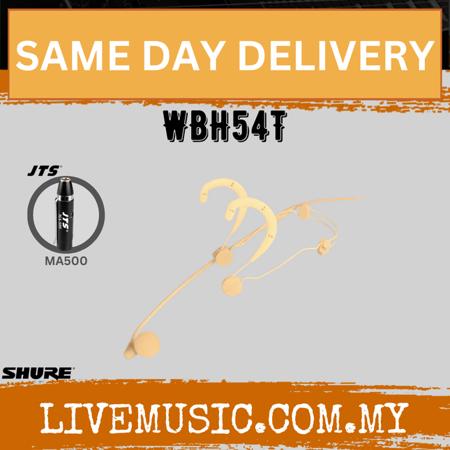 SHURE WBH54 Omnidirectional Condenser Headworn Microphone With TA4F Connector With JTS MA500 - Tan ( WBH-54T / WBH 54T )