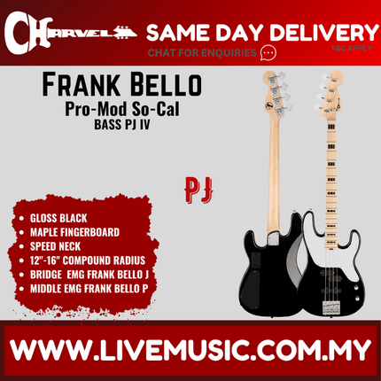Charvel Frank Bello Signature Pro-Mod So-Cal Bass PJ IV Guitar, Black