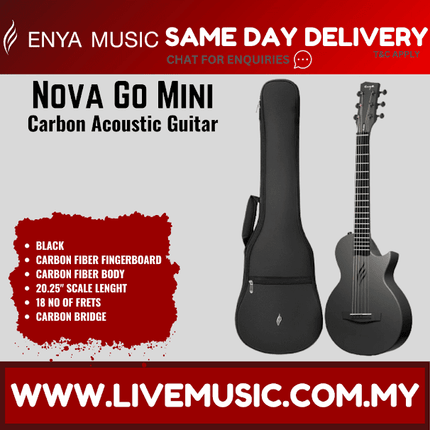 Enya Nova Go Mini Carbon 30” Travel Guitar With Bag - Black ( NOVAGOMINI / NOVAGO-MINI )