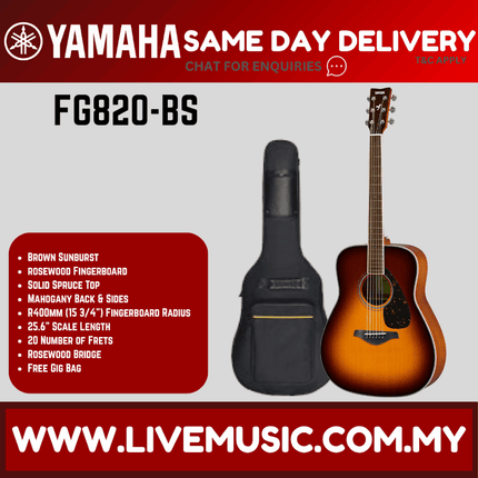 Yamaha FG820 Dreadnought Acoustic Guitar - Brown Sunburst ( FG-820 / FG 820 )