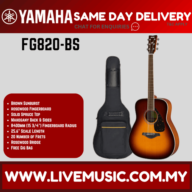 Brown sunburst dreadnought acoustic guitar with black case, visible bridge and sound hole