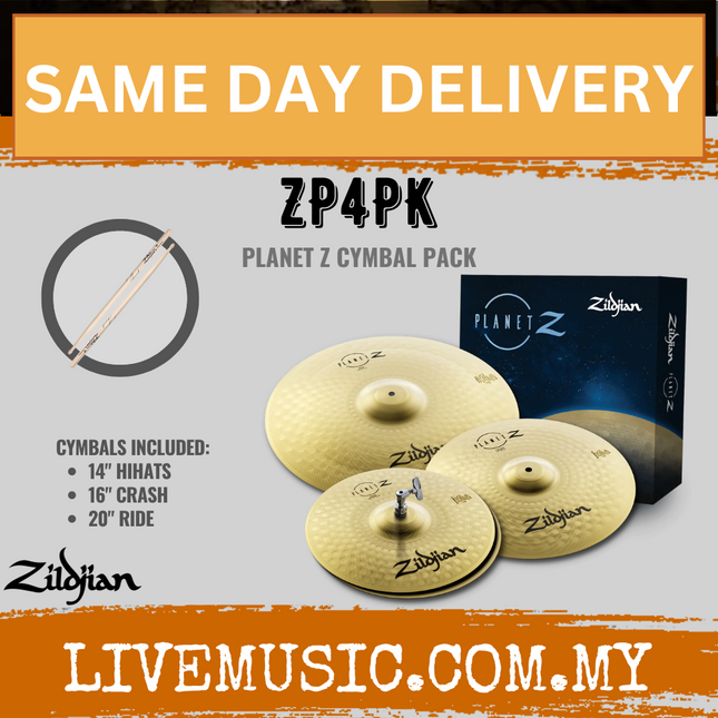 Zildjian ZP4PK - Planet Z Complete Cymbal Set - 14 inch Hi-Hat, 16 inch Crash, 20 inch Ride