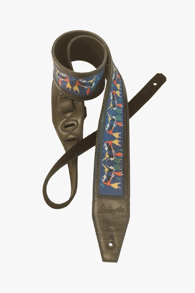 Livingston JLTBK-25 2.5 Inch Jacquard Leather Together Guitar Strap, Black ( JLTBK25 JLTBK 25 )
