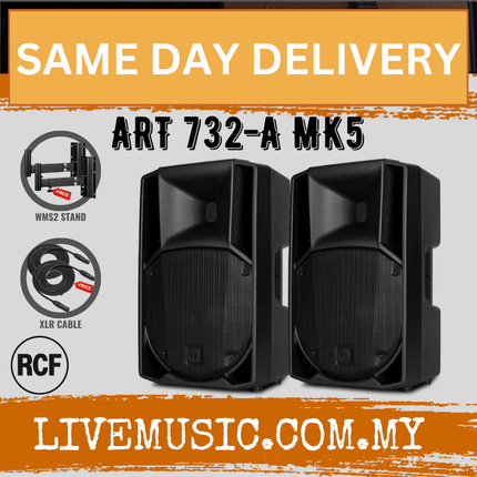 RCF ART 732-A MK5 12" 1400W 2-way Active Powered Speaker w/Speaker Stand - Each / Pair ( ART732A / ART732 / MK5 )