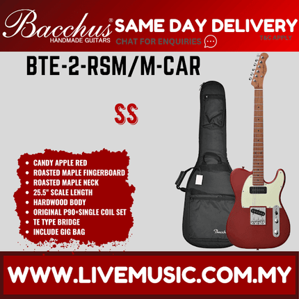 Bacchus BTE-2-RSM/M Electric Guitar, Roasted Maple Fretboard - Candy Apple Red ( BTE2RSMM / BTE2 / BTE 2 RSM M )