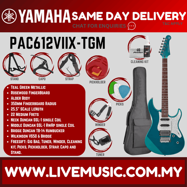 Yamaha Pacifica PAC612VIIX-MSB Electric Guitar - Teal Green Metallic ( PAC 612VIIX / PAC-612VIIX )