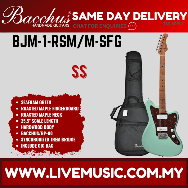 BACCHUS BJM-1-RSM/M UNIVERSE SERIES ROASTED MAPLE ELECTRIC GUITAR - SEAFOAM GREEN ( BJM1 / BJM1RSMM / BJM1 RSM M )
