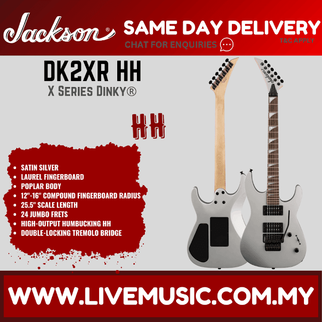 Jackson FSR X Series Dinky DK2XR HH Electric Guitar, Laurel FB,  Satin Silver