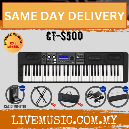 Casio Casiotone CT-S500 61-key Arranger Keyboard With Headphone And Casio WU-BT10 (CTS500 / CT S500)