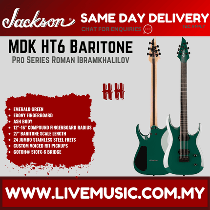 Jackson Pro Series Signature Roman MDK HT6 Baritone Electric Guitar, Ebony FB, Emerald Green