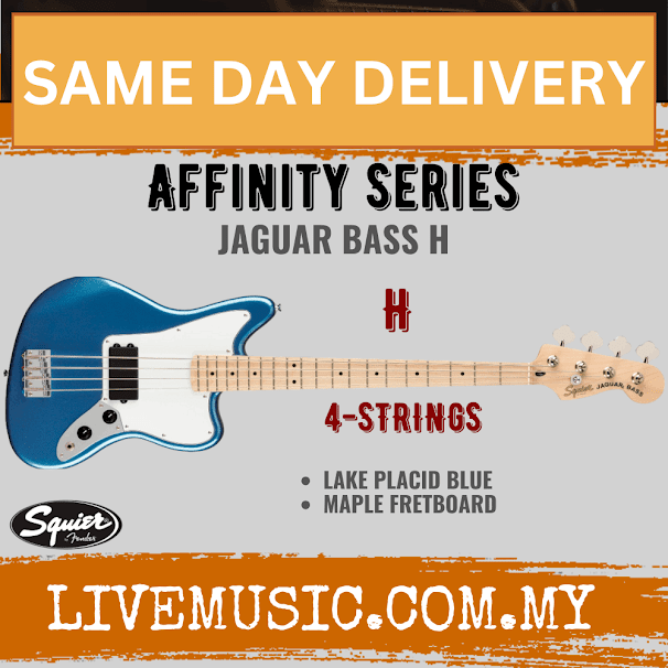 Squier Affinity Series Jaguar Bass Guitar, Maple Fretboard - Lake Placid Blue