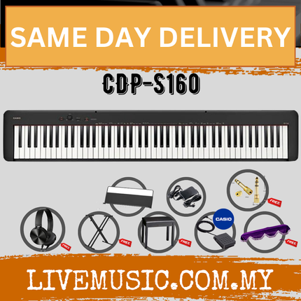 Casio CDP-S160 88-key Digital Piano with Stand, Bench & Headphone - Black ( CDPS160 / CDP S160 )