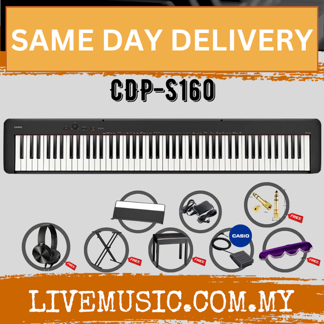 Casio CDP-S160 88-key Digital Piano with Stand, Bench & Headphone - Black ( CDPS160 / CDP S160 )