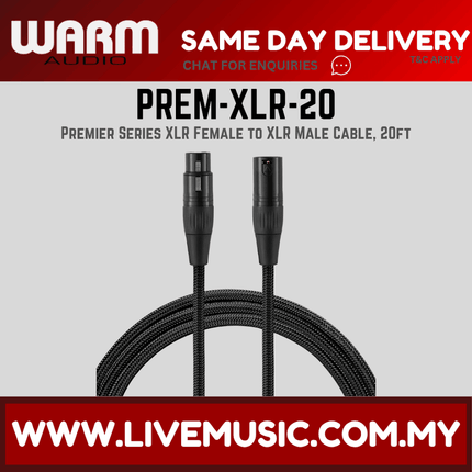 Warm Audio Premier Series XLR Female to XLR Male Cable, 20ft — ( PREM-XLR-20 PREMXLR20 )