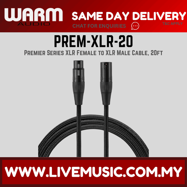 Warm Audio Premier Series XLR Female to XLR Male Cable, 20ft — ( PREM-XLR-20 PREMXLR20 )