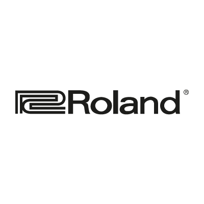 Roland digital piano logo on a dark background