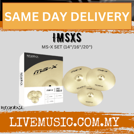 Istanbul Agop MS-X cymbal set box with 14" hi-hats, 16" crash, 20" ride, gold