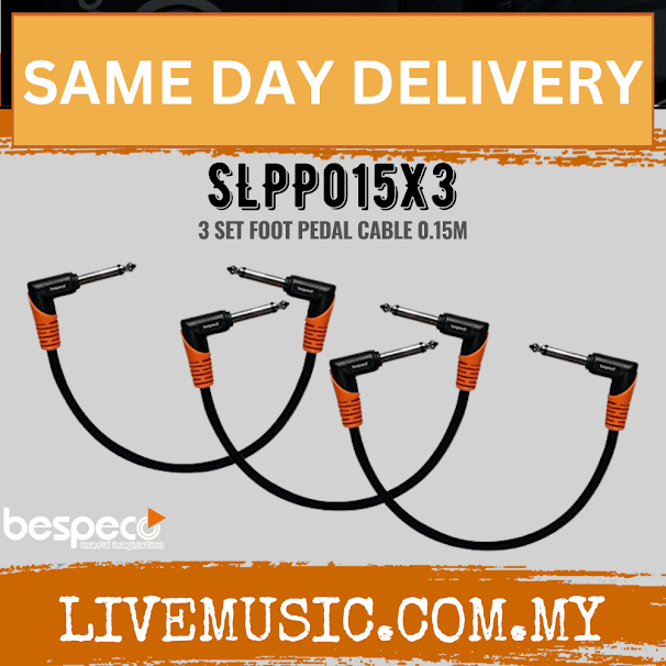 Bespeco SLPP015X3 Silos Series Right-Angle to Right-Angle Guitar Patch Cable 0.15M ( SLPP015X3 )