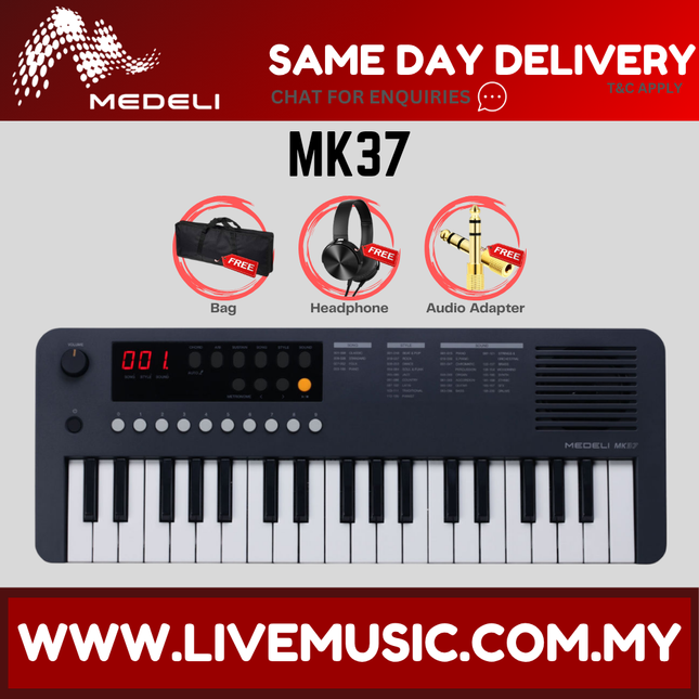 Medeli Mk37 37 Keys Keyboard, Black ( Mk-37 / Mk 37 )
