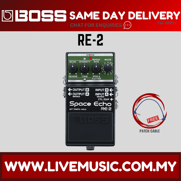 Boss RE-2 Space Echo Delay and Reverb Effects Pedal (RE2 / RE 2)