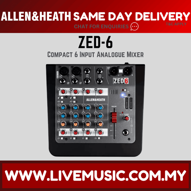 Allen & Heath ZED-6 6-Channel Live Mixer ( ZED6 / ZED 6 )