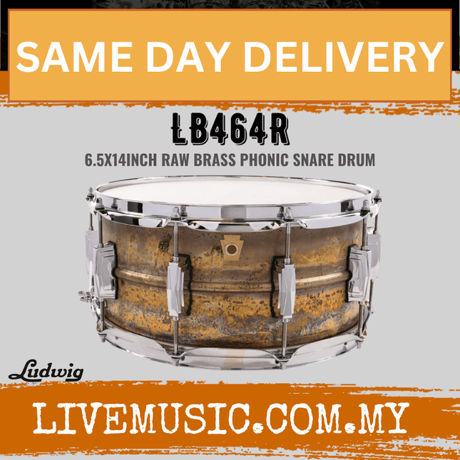 Ludwig LB464R 6.5x14inch Raw Brass Phonic Snare Drum