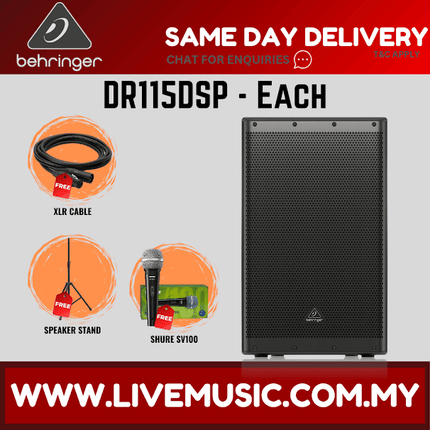 Behringer DR115DSP 1400W 15" Powered Speaker with Bluetooth - Each / Pair ( DR-115DSP / DR 115DSP )