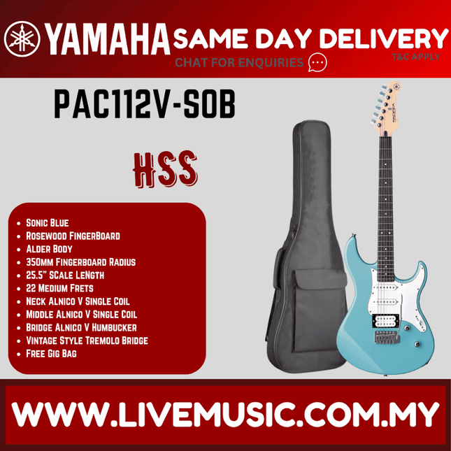 Yamaha PAC112V Pacifica Electric Guitar -Sonic Blue ( PAC 112V / PAC-112V )