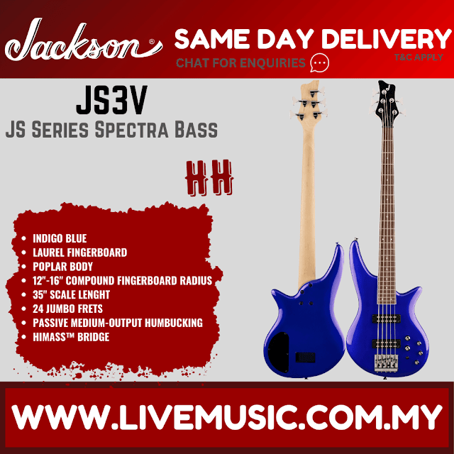 Jackson JS Spectra Bass JS3 V 5-String Bass Guitar, Indigo Blue