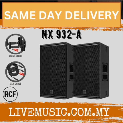 RCF NX 932-A 12'' 2-Way Active Speaker w/Speaker Stand And Cable - Black - Each / Pair ( NX932 / NX932A )