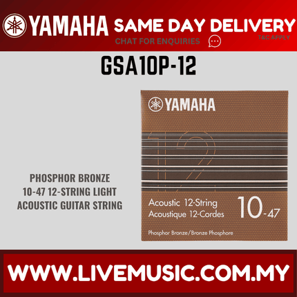 Yamaha GSA10P-12 12-string Light Phosphor Bronz 12-string Acoustic Guitar (010-047) ( GSA10P 12 GSA10P12 )