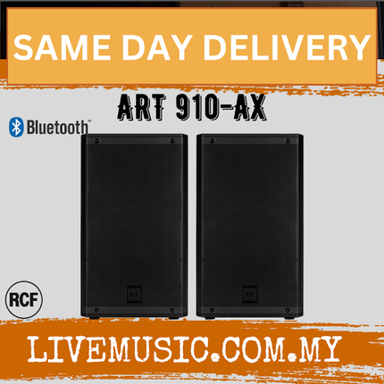 RCF ART 910-AX 2100W 10-inch Powered Bluetooth Speaker w/ Speaker Stand And Cable - Each / Pair ( ART910AX / ART 910AX )